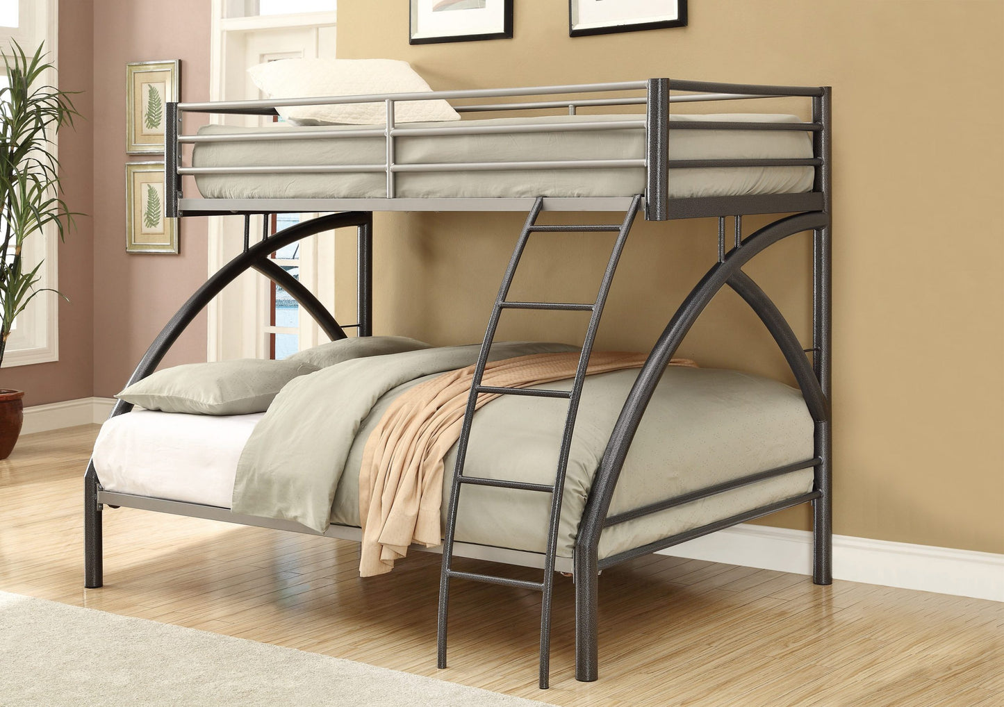 SILVER/GUNMETAL - TWIN/FULL BUNK BED