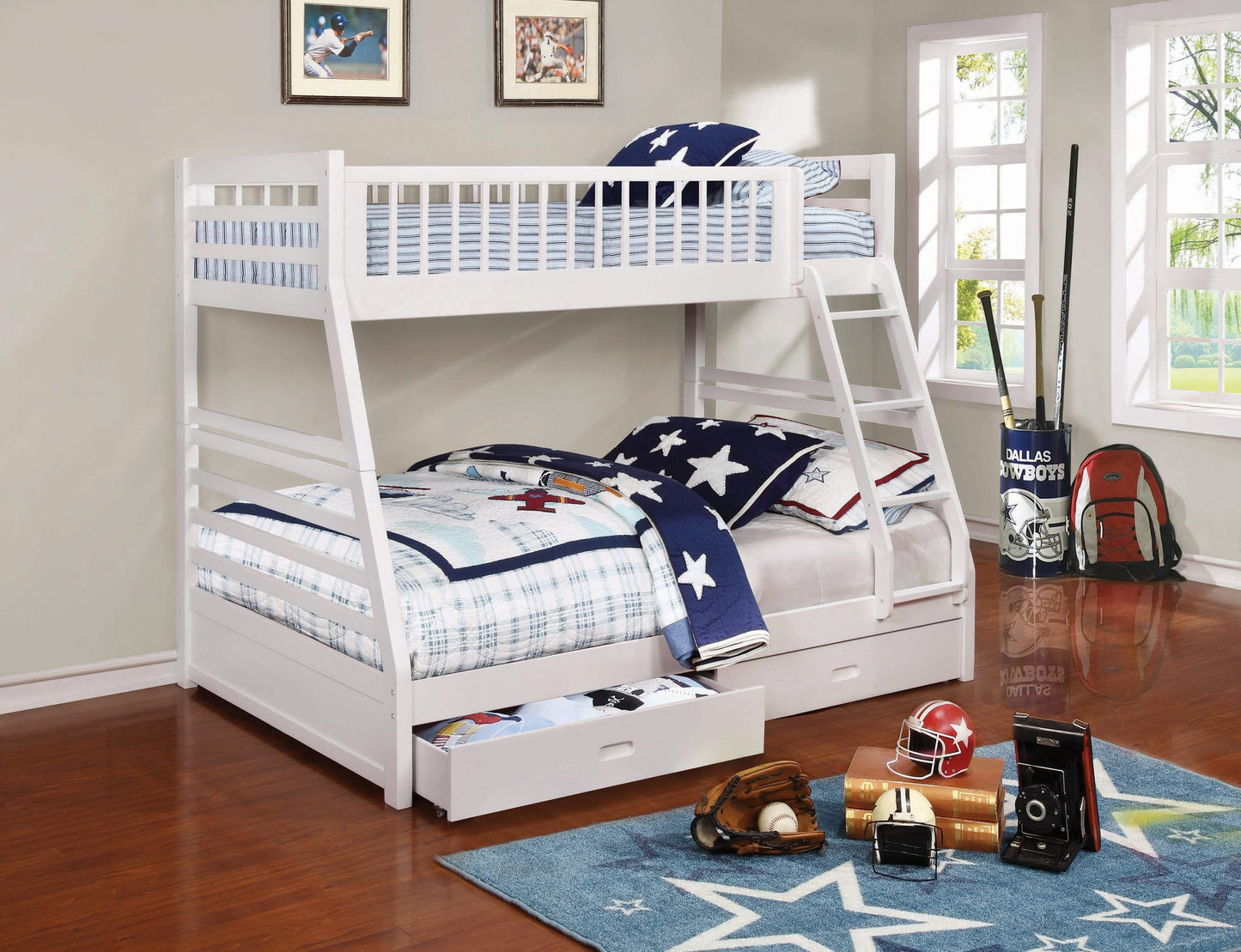 WHITE - TWIN/FULL BUNK BED