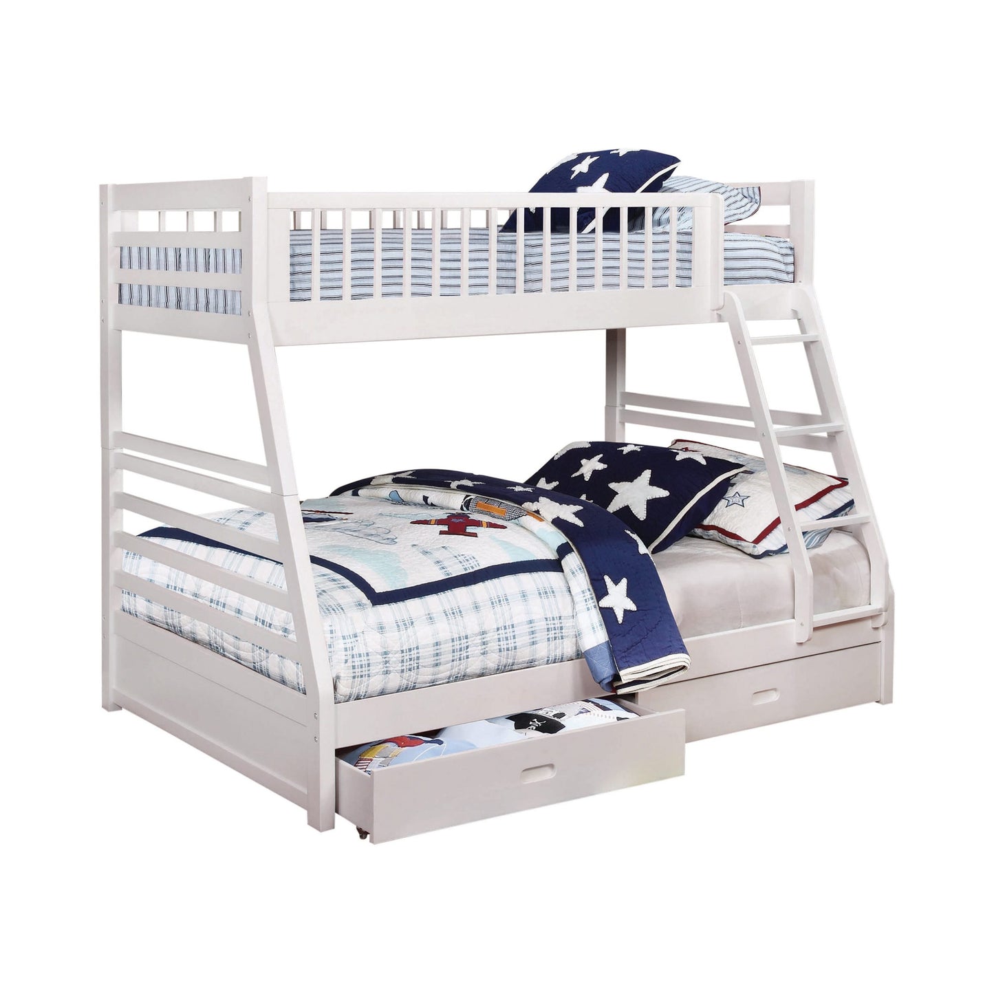 WHITE - TWIN/FULL BUNK BED