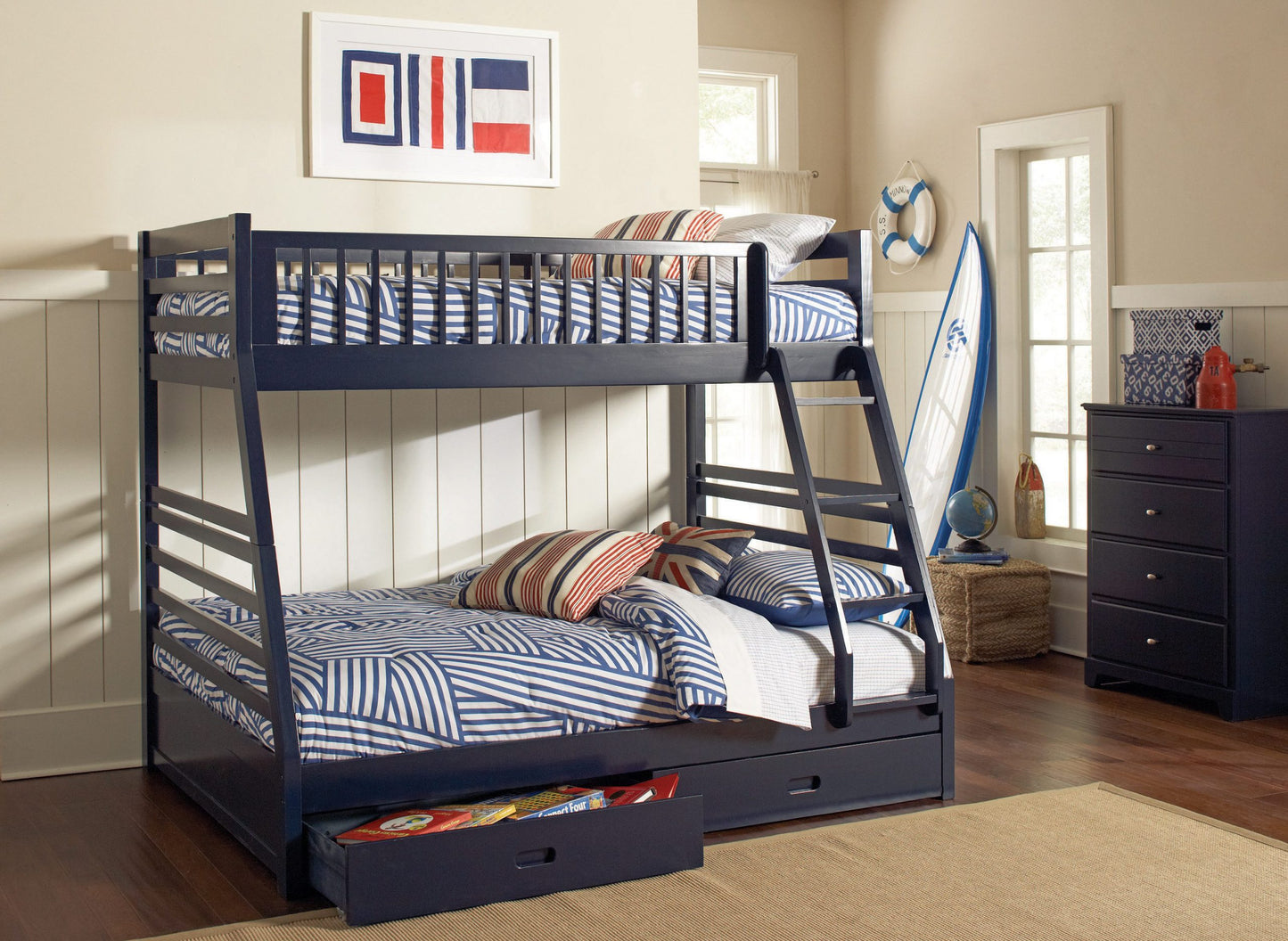 NAVY BLUE - TWIN/FULL BUNK BED