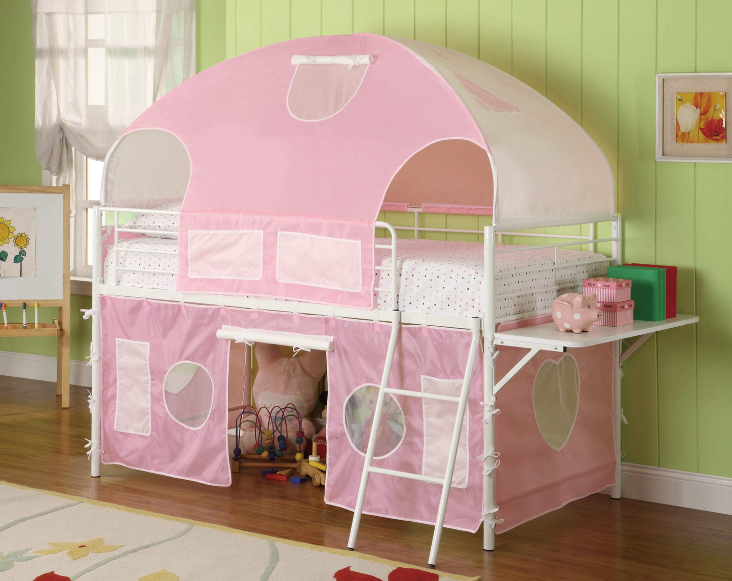 PINK/WHITE - TENT LOFT BED