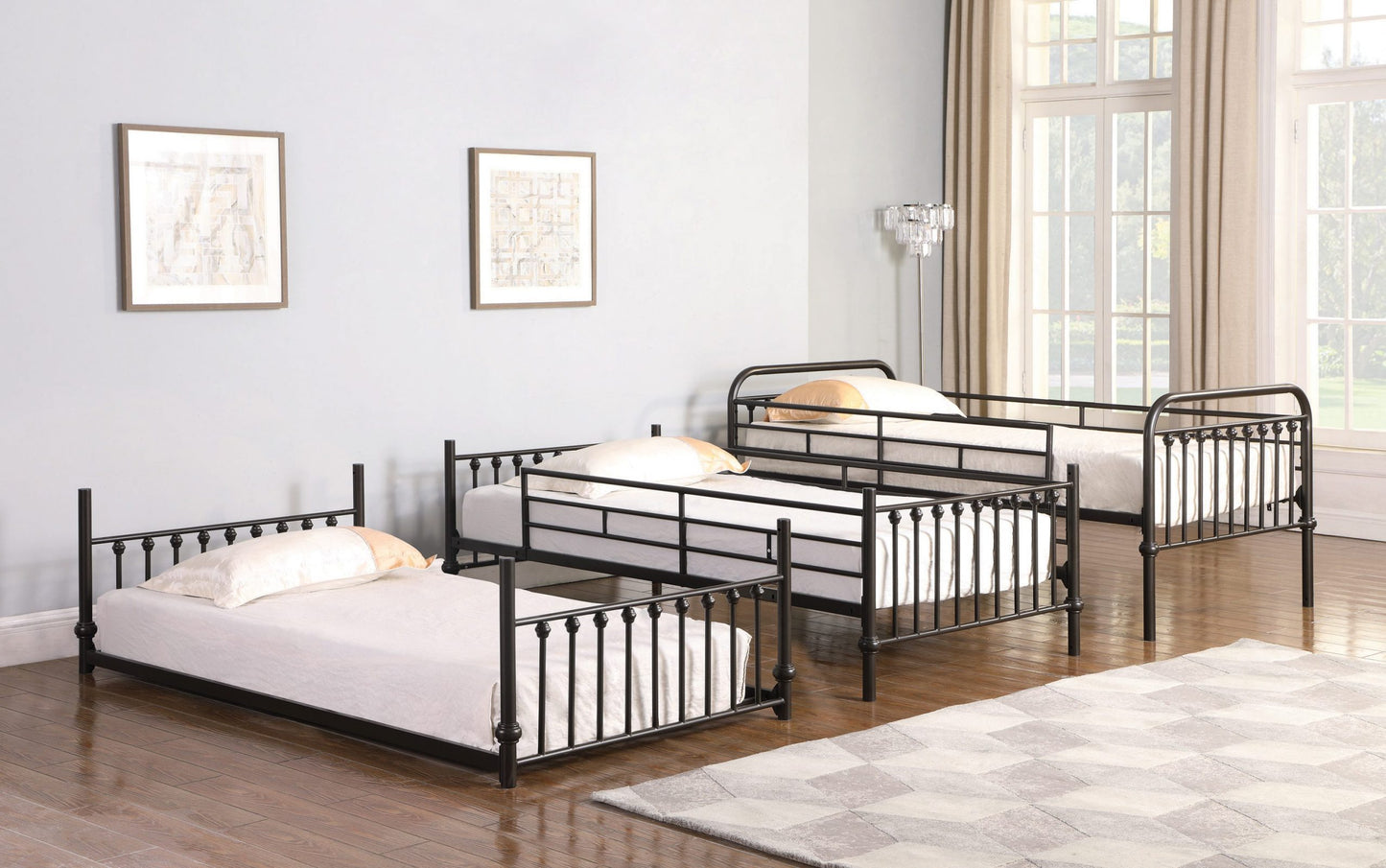 DARK BRONZE - TWIN TRIPLE BUNK BED