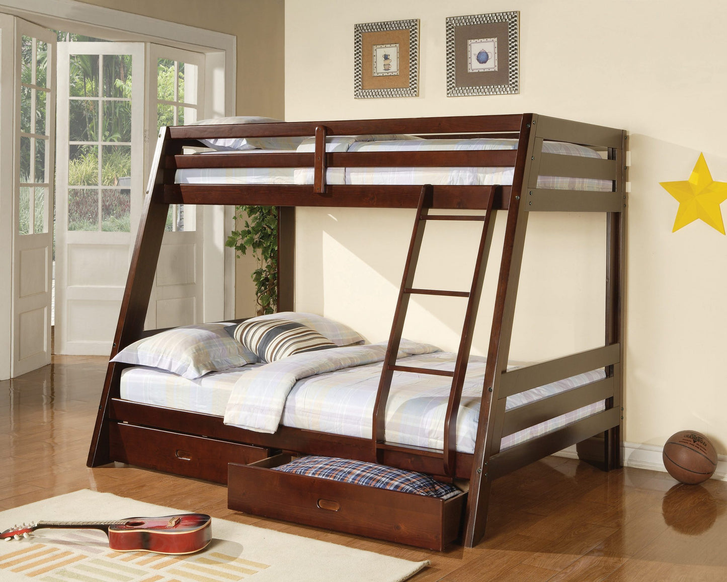 MEDIUM BROWN - TWIN/FULL BUNK BED