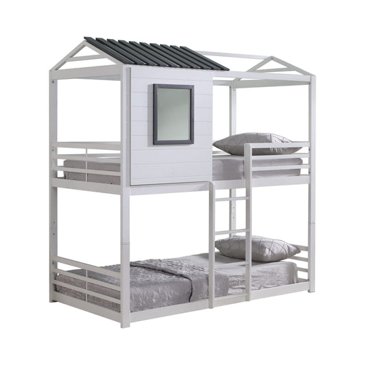 WHITE/GREY - TWIN/TWIN BUNK BED