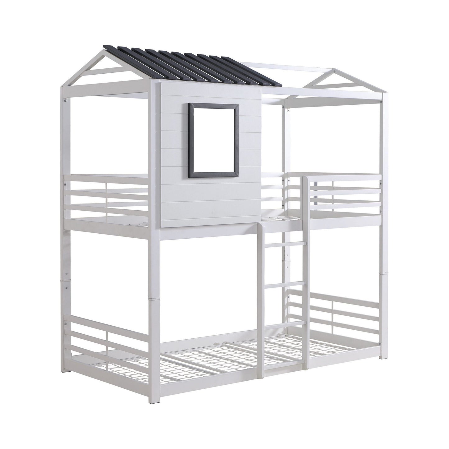 WHITE/GREY - TWIN/TWIN BUNK BED