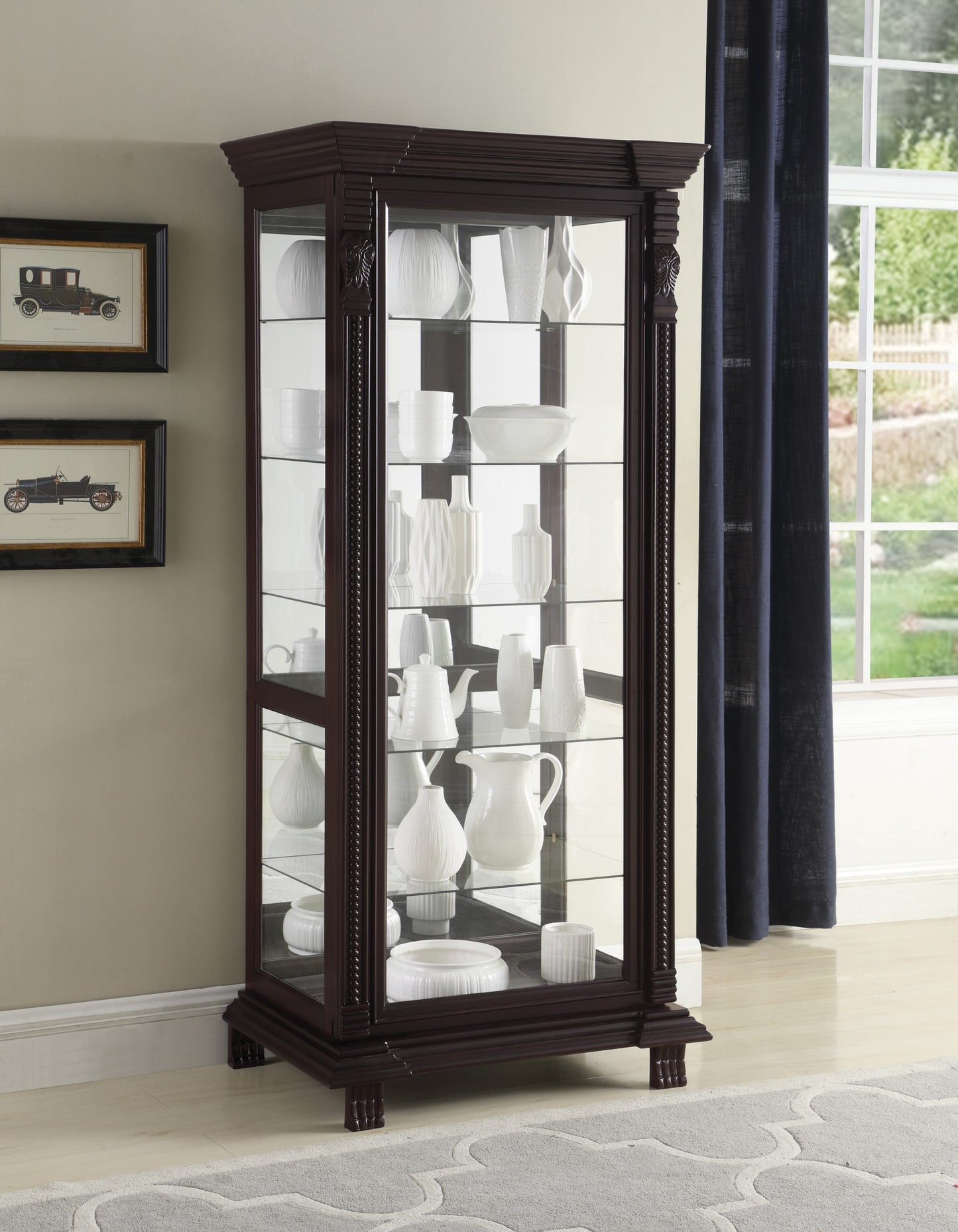 CAPPUCCINO - 6-SHELF RECTANGULAR CURIO CABINET