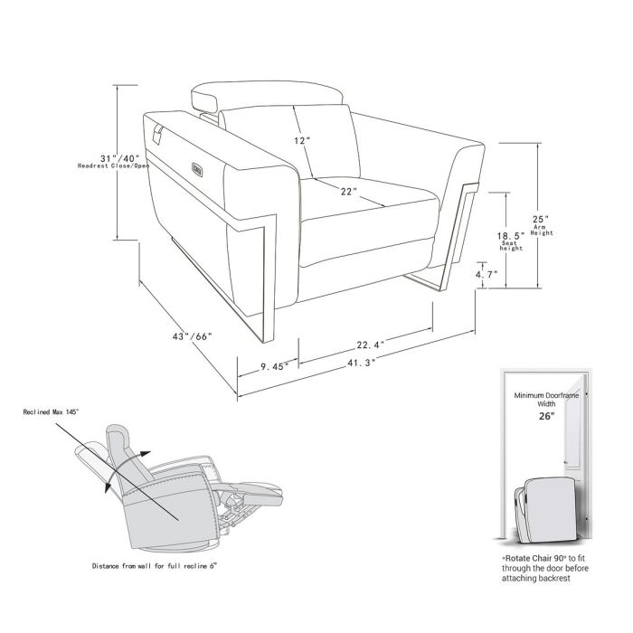DivanItalia 990 Power Reclining Chair | Italian Leather