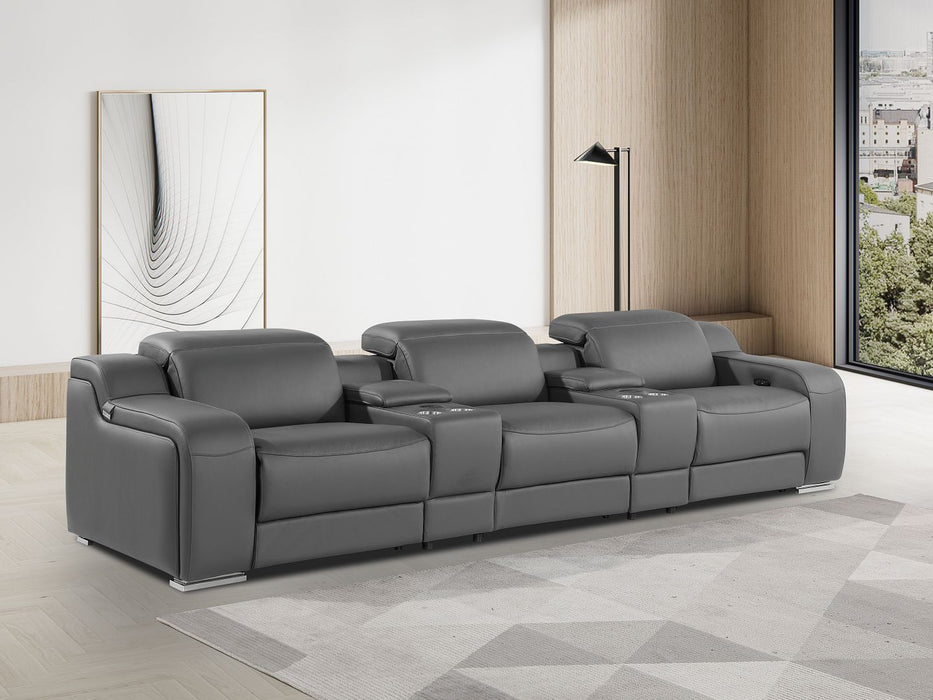 Global United 6111 L-Shaped Power Reclining Sectional | Genuine Leather