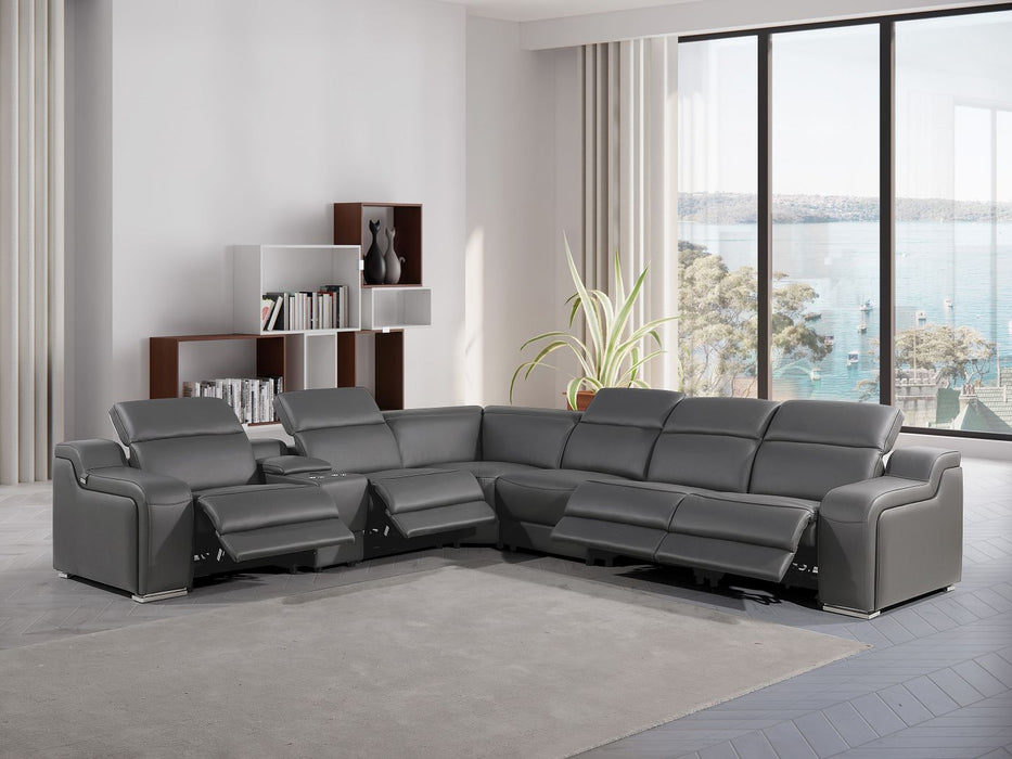 DivanItalia 1116 7pc(4pwr) Sectional – Dark Grey