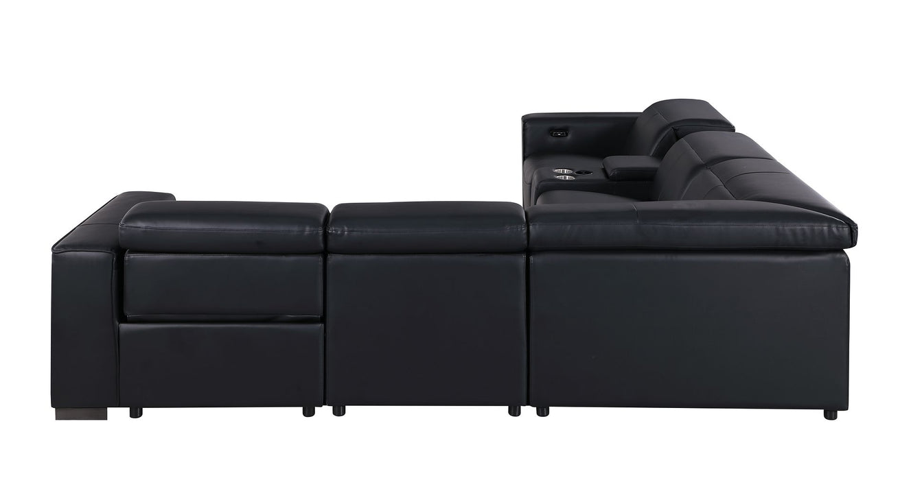 Global United 1208 Black 6PC Sectional