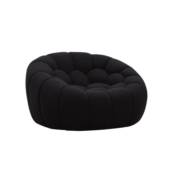 Yolonda - Modern Curved Black Fabric Sofa Set