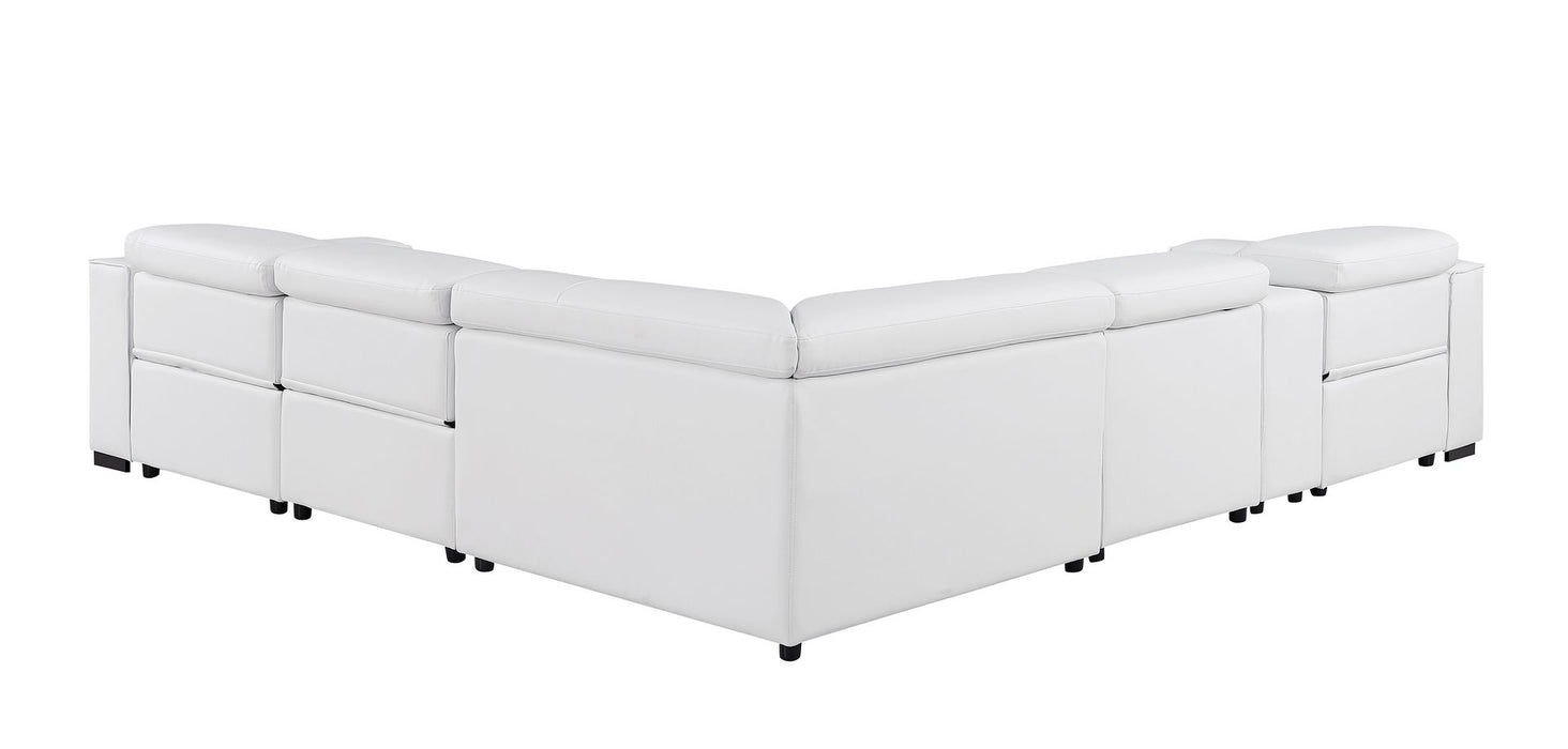 Global United 1208 White 6PC Sectional