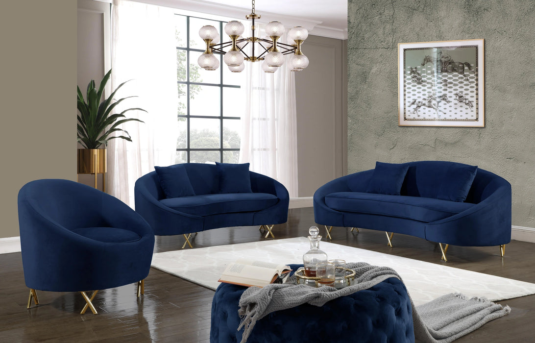 Serpentine Navy Velvet Chair