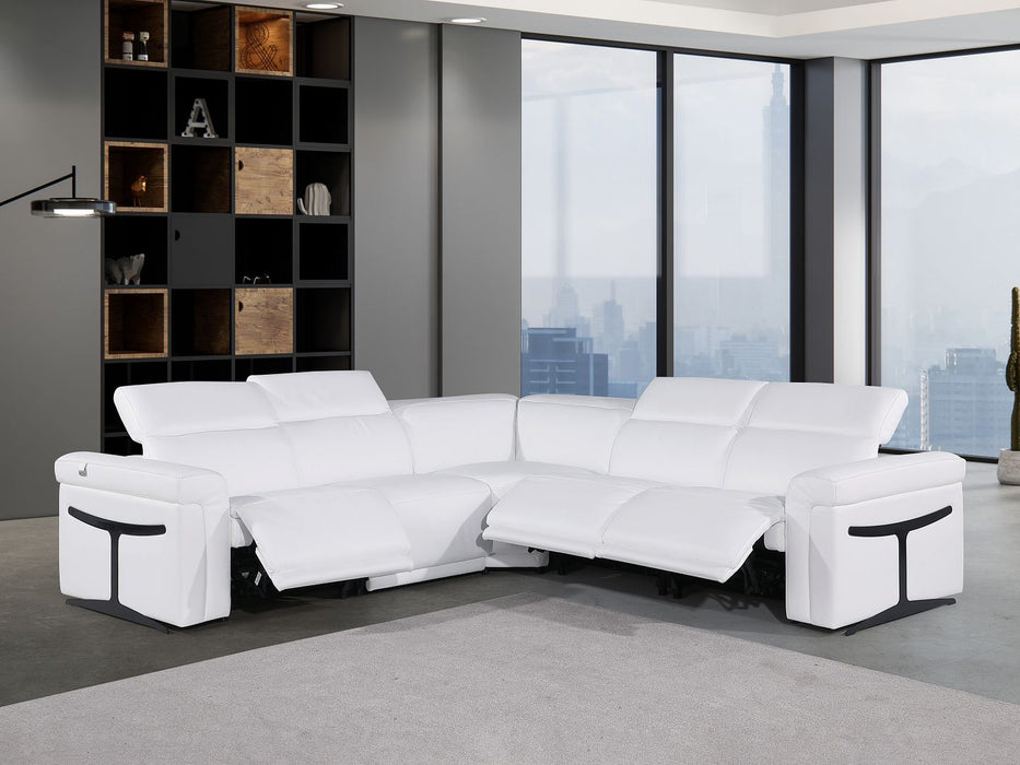 1126 DivanItalia White 5pc-3PR L-Shaped Sectional