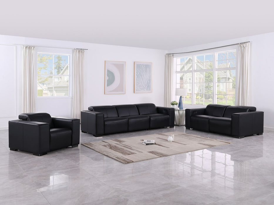 Global United 1208 3-Piece Reclining Set Black