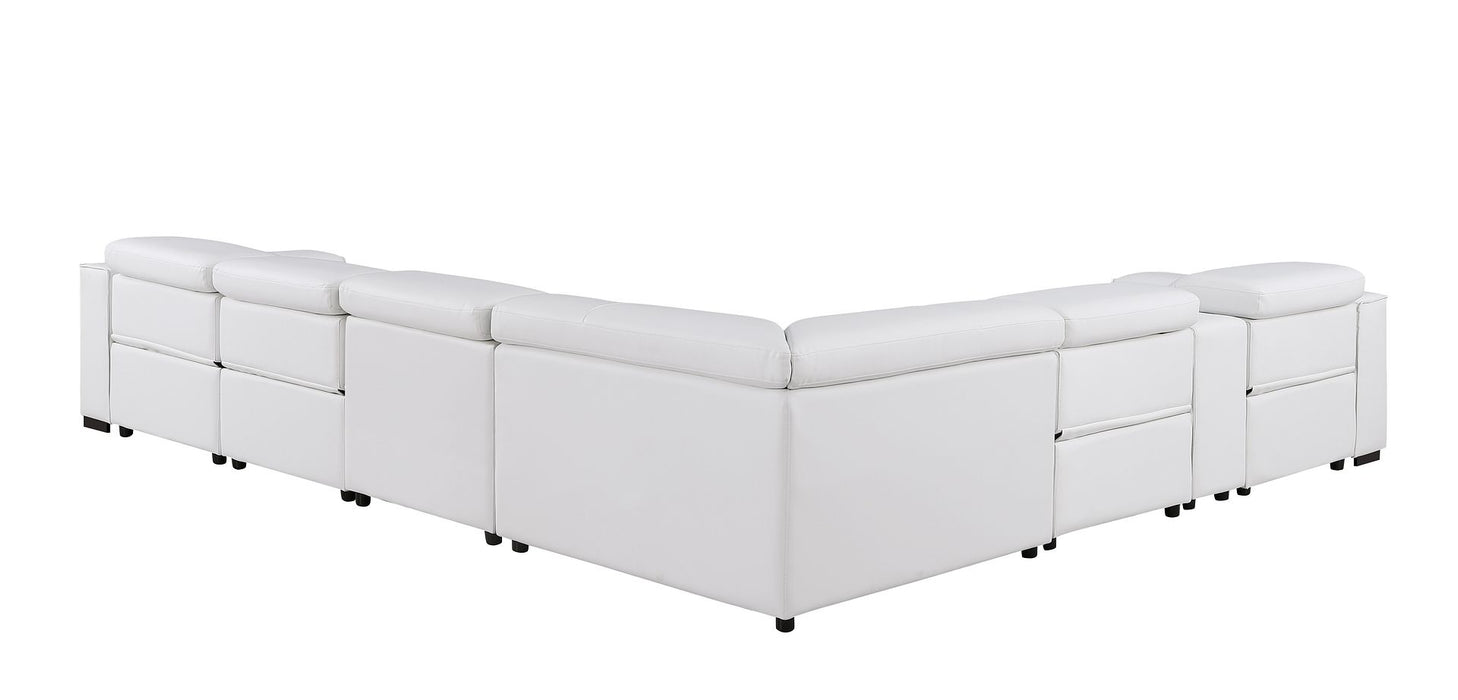 Global United 1208 White 7PC Sectional