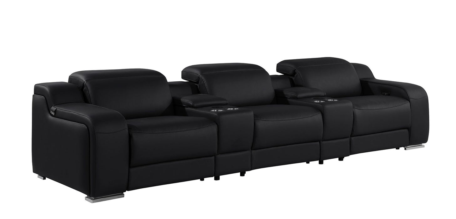 Global United 6111 L-Shaped Power Reclining Sectional | Genuine Leather