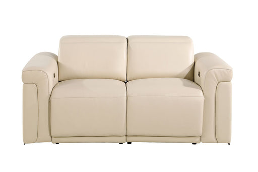 1126 DivanItalia Beige Power Reclining Loveseat | Italian Leather