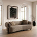 Arnaud - Modern Tan Fabric + Brown Oak Loveseat Sofa