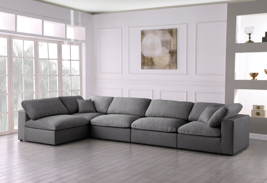 Serene Grey Linen Fabric Deluxe Cloud Modular Sectional