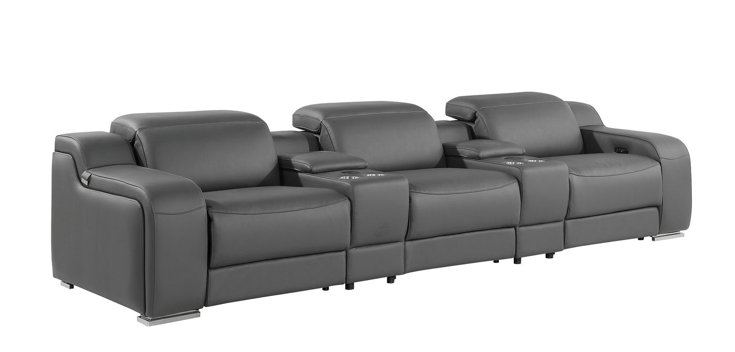 Global United 6111 L-Shaped Power Reclining Sectional | Genuine Leather