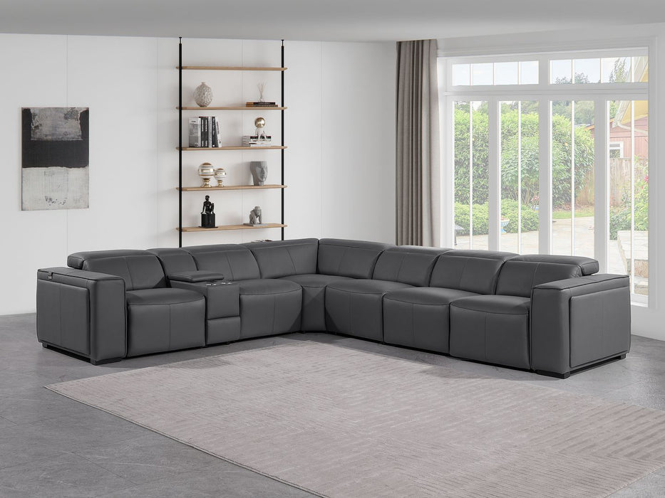 1224 Sectional - Dark Grey 7pc-4pwr