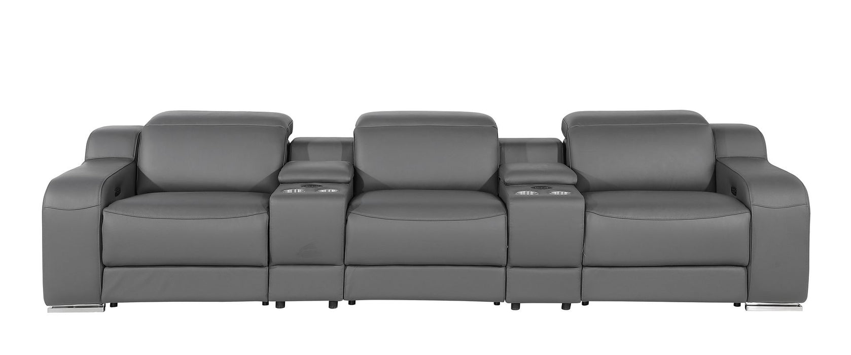 Global United 6111 L-Shaped Power Reclining Sectional | Genuine Leather