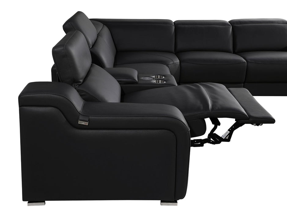 Global United 6111 L-Shaped Power Reclining Sectional | Genuine Leather