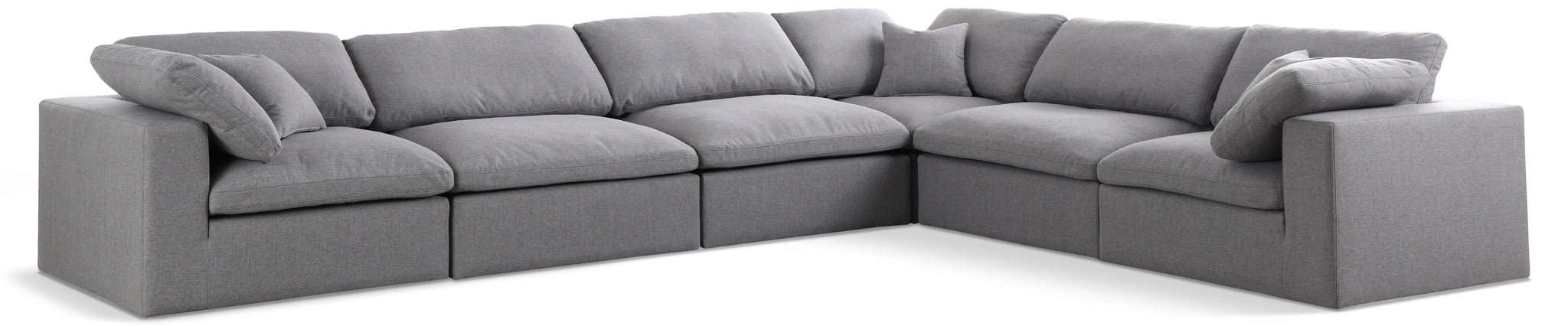 Serene Grey Linen Fabric Deluxe Cloud Modular Sectional