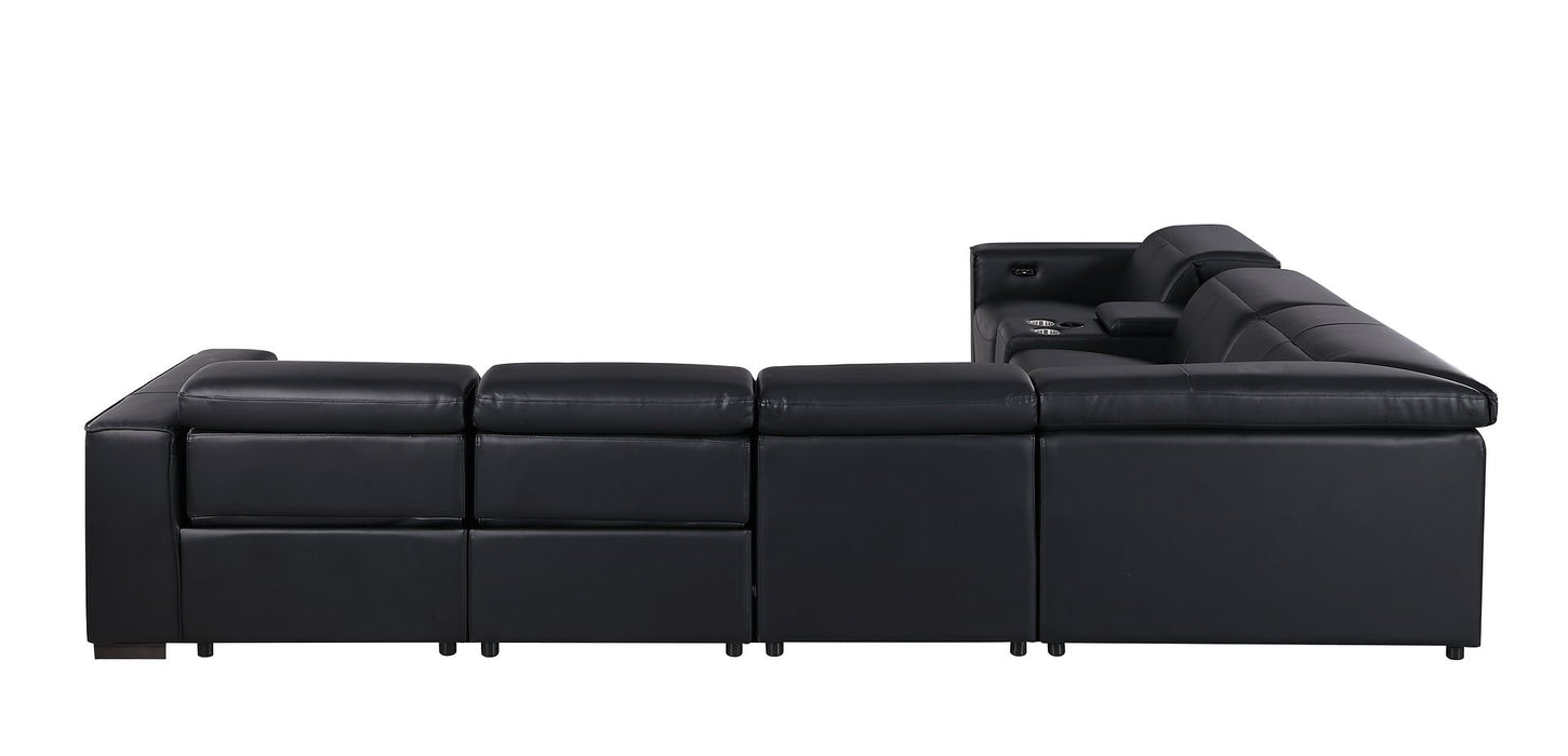 Global United 1208 Black 7PC Sectional