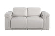 1126 DivanItalia Light Grey Power Reclining Loveseat | Italian Leather