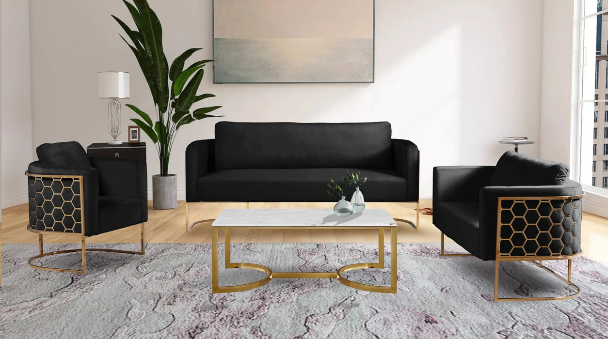 Casa Black Velvet Loveseat