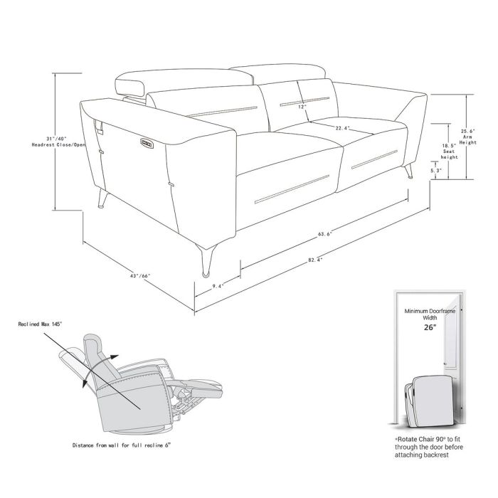 DivanItalia 989 Power Reclining Sofa | Italian Leather