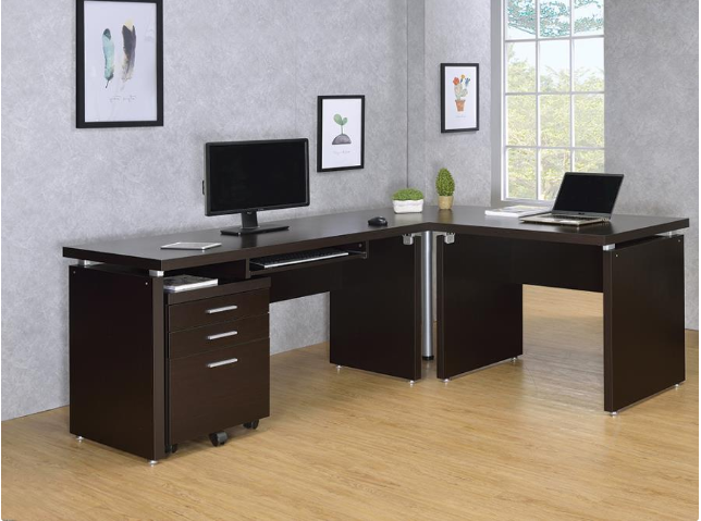 Everyday Skylar Cappuccino Silver Office Desk