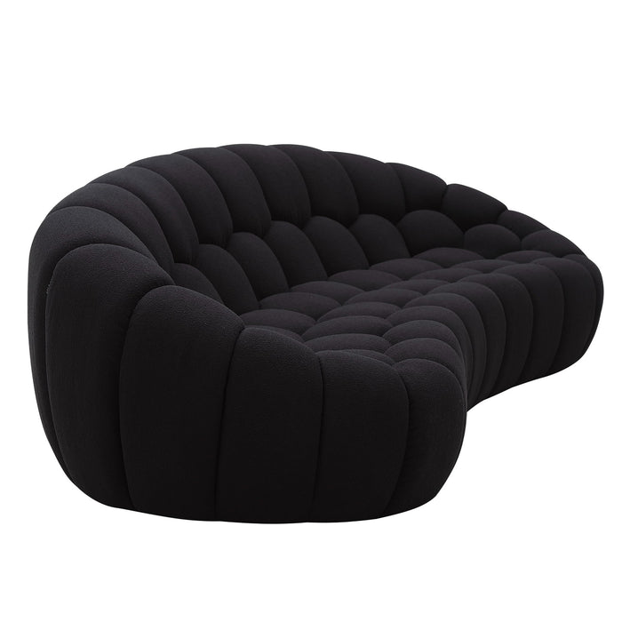 Yolonda - Modern Curved Black Fabric Sofa