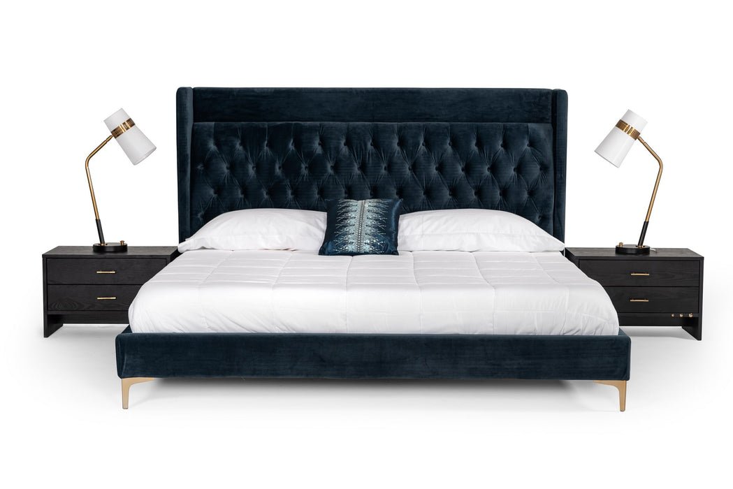 Wales Modern Blue Fabric Bed