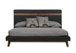Dali Mid-Century Grey Fabric & Walnut Bed