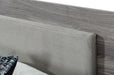 Enzo Italian Modern Grey Oak & Fabric Bed w/ Nightstands