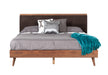 Marshall Mid-Century Modern Brown Fabric & Walnut Bed