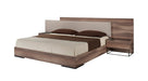 Matteo Italian Modern Eastern King Walnut & Fabric Bed