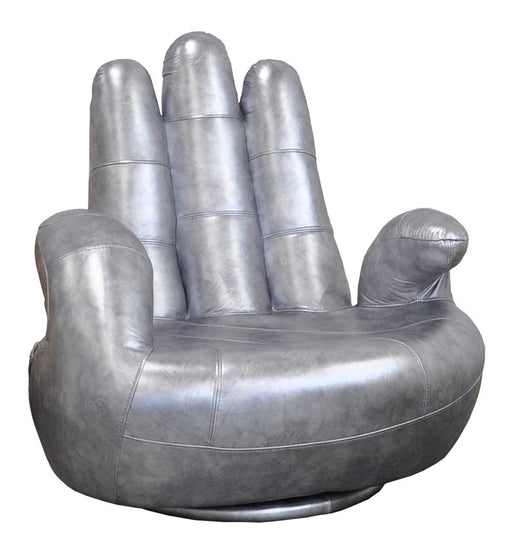Sosia Italian Modern Silver Leather Hand Accent Chair