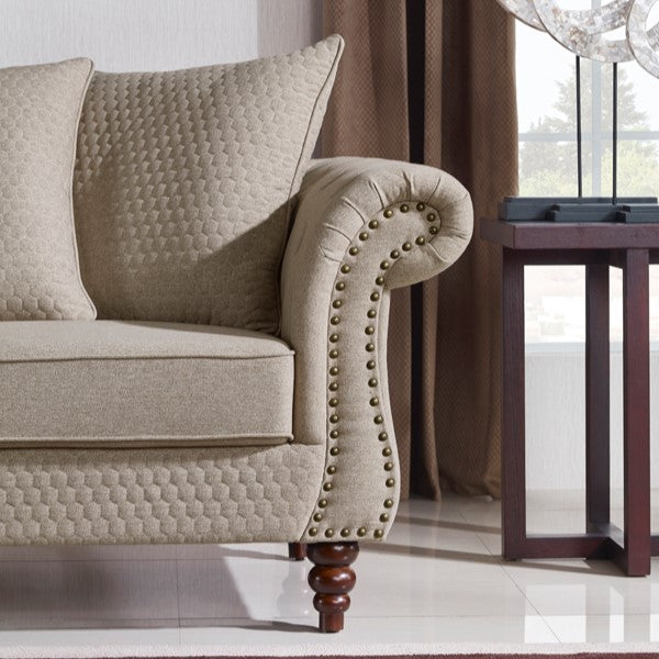 Nadine Transitional Beige Fabric Loveseat