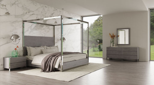Arlene Modern Grey Elm & Stainless Steel Bedroom Set