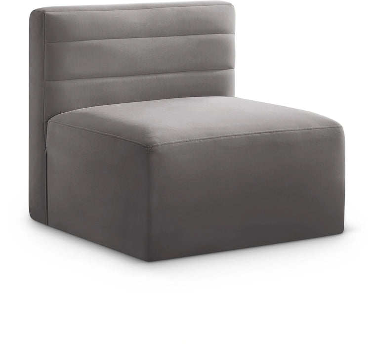 Quincy Grey Velvet Modular Armless Chair