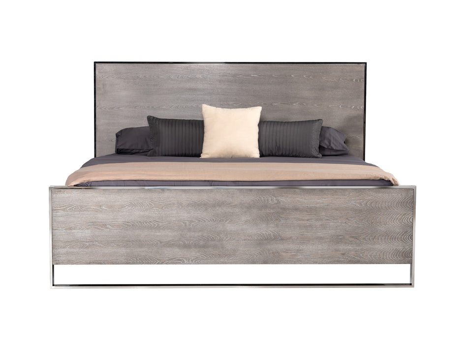 Charlene Modern Grey Elm & Stainless Steel Bed