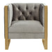 Carlos Modern Grey Velvet & Gold Accent Chair