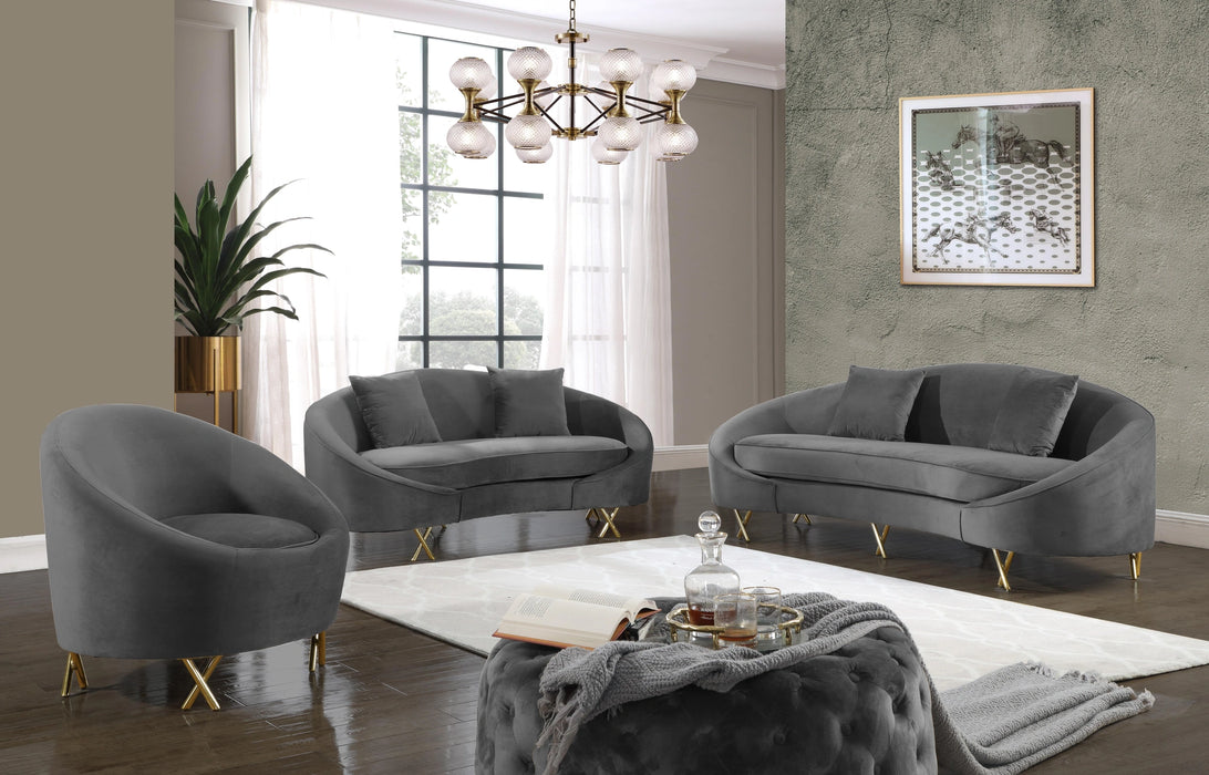 Serpentine Grey Velvet Loveseat