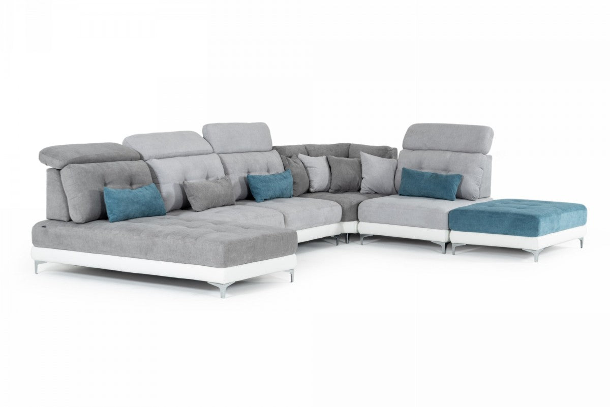 Savid - Italian Modern Medium Grey Fabric Configurable Sectional Sofa