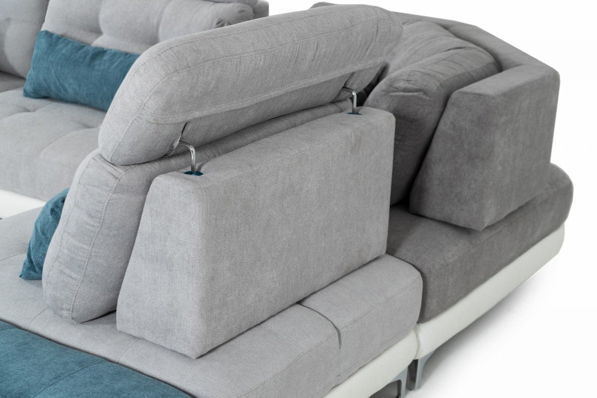 Savid - Italian Modern Medium Grey Fabric Configurable Sectional Sofa