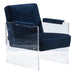 Edmond Modern Blue Velvet & Acrylic Lounge Chair